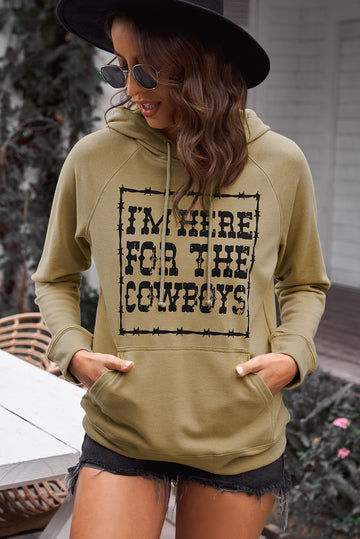 Letter Graphic Hoodie with Kangaroo Pocket