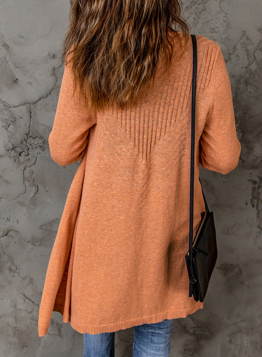 Double Take Ribbed Open Front Cardigan