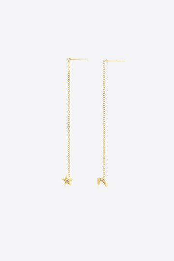 Star and Moon Inlaid Zircon Mismatched Earrings