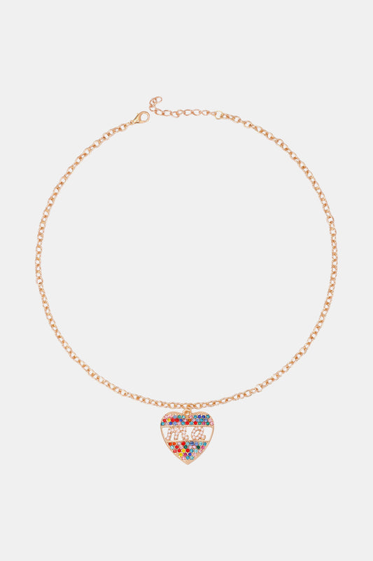 Heart Shape MA Rhinestone Pendant Necklace